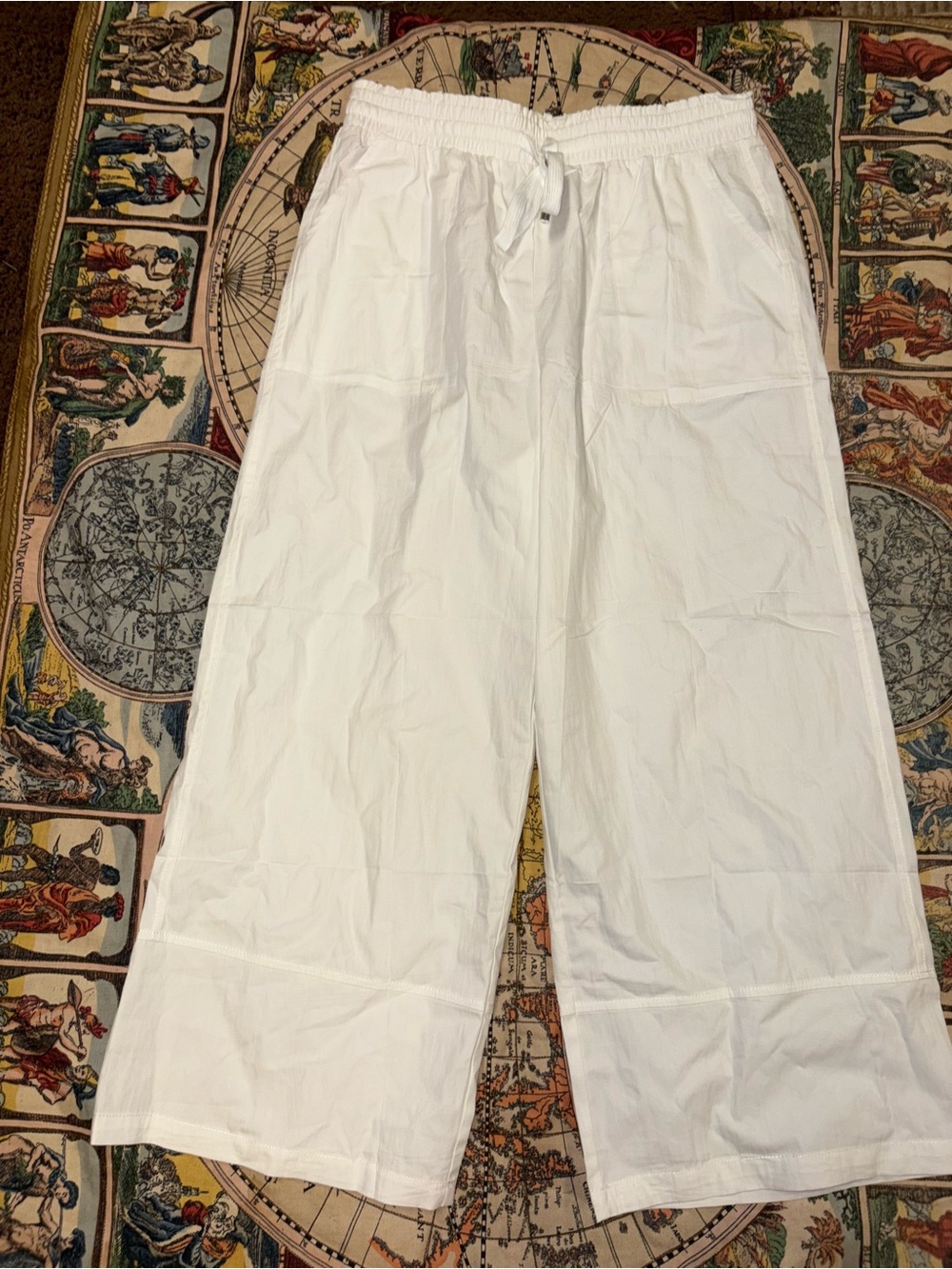 Zara White Wide-Leg Drawstring Sweatpants